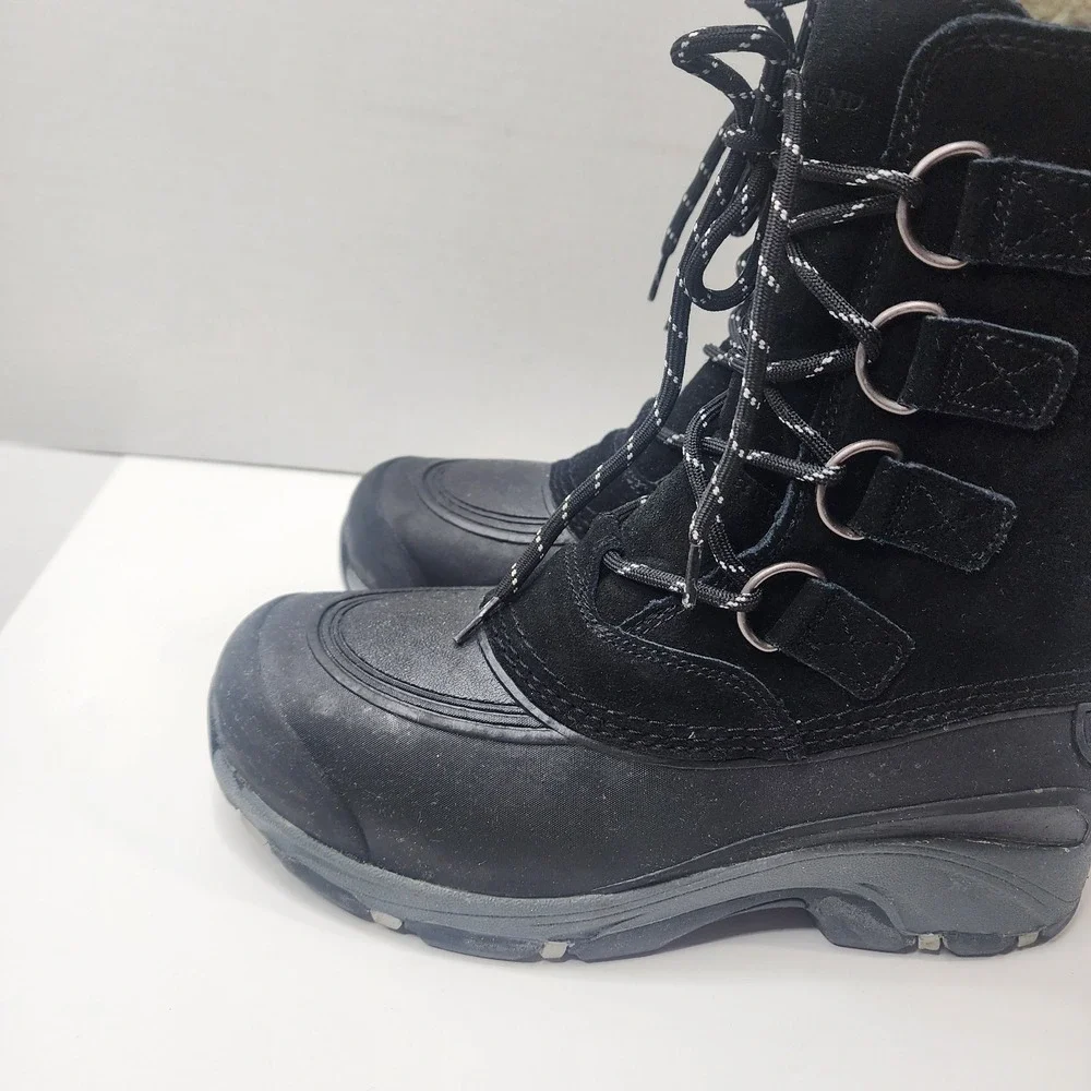 Lands' End Expedition Men's 8D Shoes Black Suede Insulated Winter Snow Boots